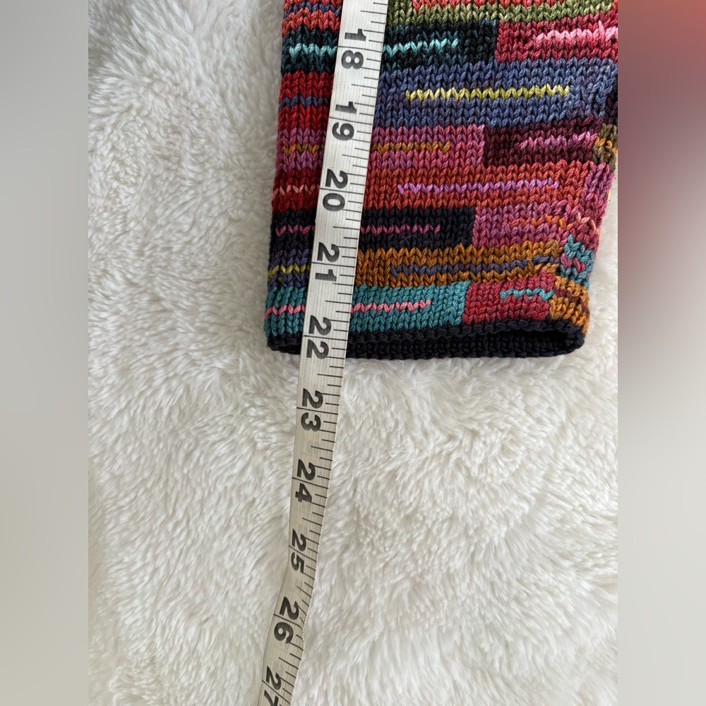 Peruvian Connection Pima Cotton Colorful Abstract Knit Button Cardigan, Sz Med - Picture 7 of 9